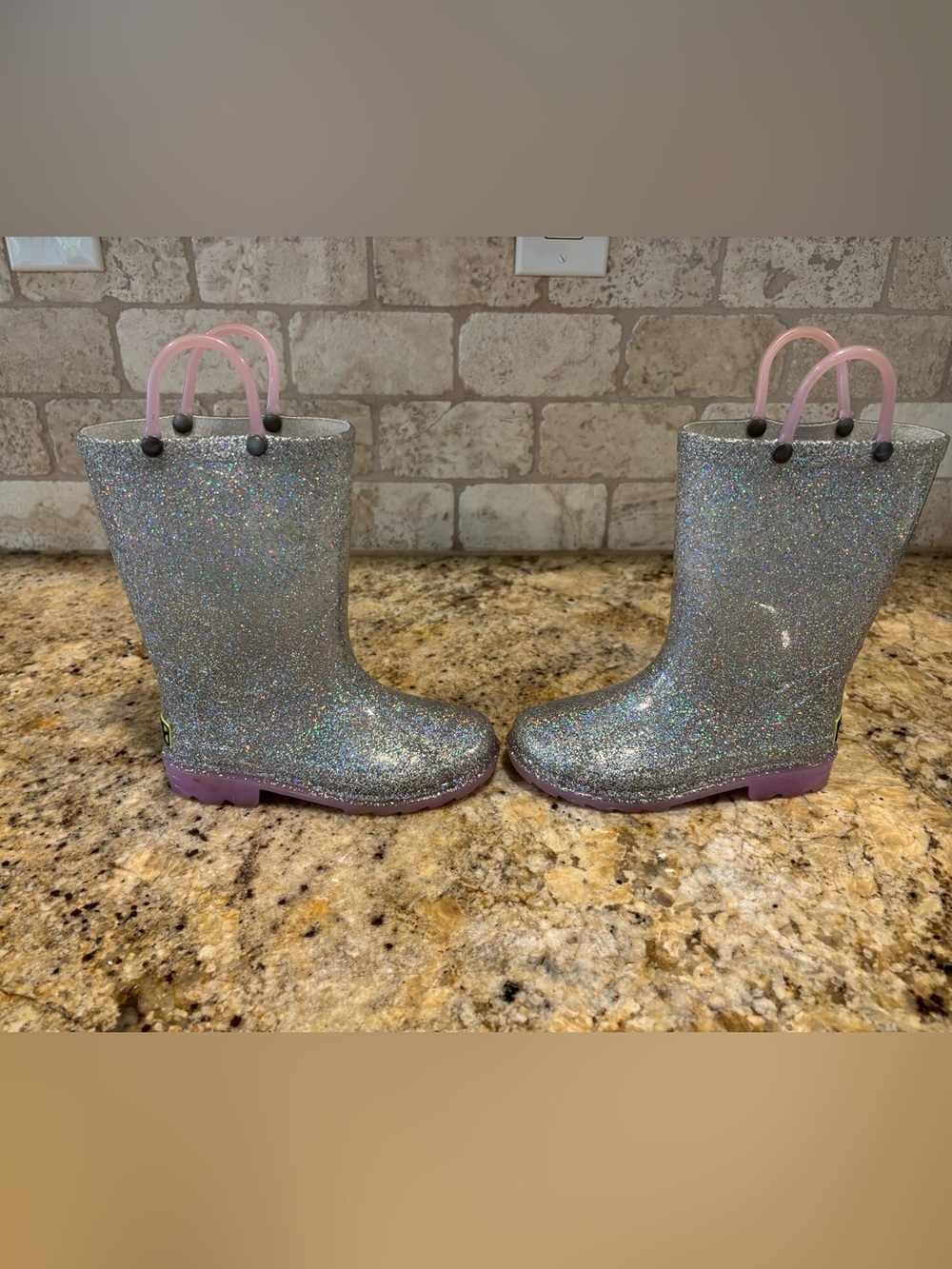 Girls 11 Western Chief Rain Boots Shimmer Silver lilac waterproof rubber shoes
